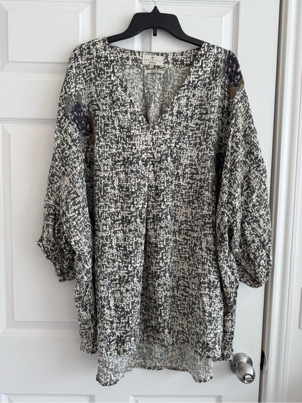 Essentials Printed V-Neck Tunic with Beaded Detail